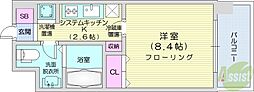 RESIDIAKITA-SANJO 1Kの間取図画像