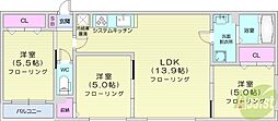 札幌市中央区南七条西16丁目マンション 3LDKの間取図画像