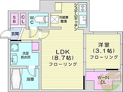 札幌市西区西町南12丁目マンション 1LDKの間取図画像
