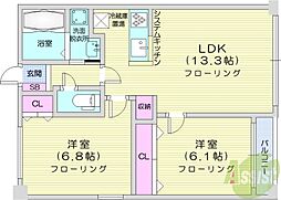ノヴァ南円山 2LDKの間取図画像