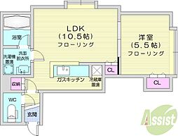 プロスパー麻生 1LDKの間取図画像