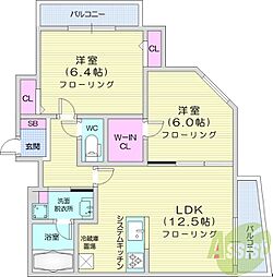 THESERAM円山 2LDKの間取図画像