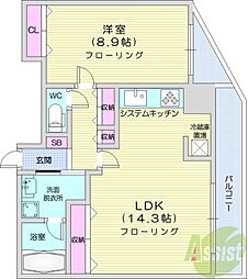 三和・マンション 1LDKの間取図画像
