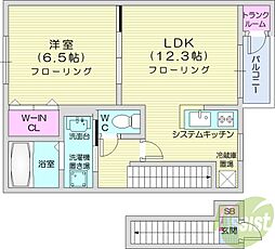 グランカナリヤ 1LDKの間取図画像