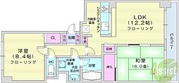 パシフィック近代美術館前 2LDKの間取図画像
