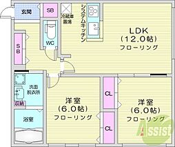 STELLA神宮外苑 2LDKの間取図画像
