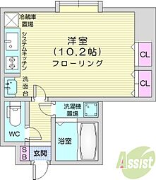 エクセレント34 ワンルームの間取図画像