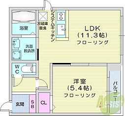 ミエル 1LDKの間取図画像
