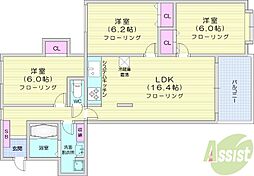 グレイス北円山旭堂第11マンション 3LDKの間取図画像