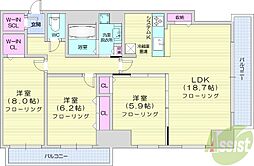 ユニーブル大通アルファスクエア 3LDKの間取図画像