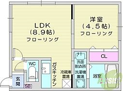 ロワブランシュ 1LDKの間取図画像