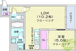 クラージュ南円山 1LDKの間取図画像