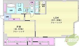 宮の森グランドハイツ 1LDKの間取図画像