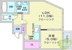 AltaMarea桑園 1LDKの間取図画像