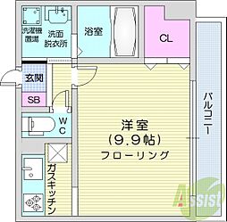 ioミナミ3ジョウ 1Kの間取図画像
