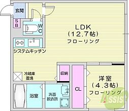 札幌市中央区南十二条西14丁目マンション 1LDKの間取図画像