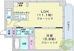 ジュエル北円山 1LDKの間取図画像