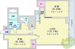 サムティタワーN26 2LDKの間取図画像