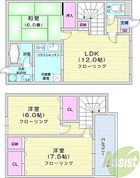 メゾンドゥヴェールC 3LDKの間取図画像