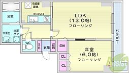 ティアラタワー中島倶楽部 1LDKの間取図画像