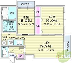 アルシオーネS12 2LDKの間取図画像