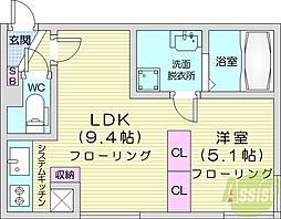 GRANDWOODKANON 1LDKの間取図画像