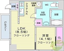S-FORT北円山 1LDKの間取図画像