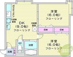 カーサエスパシオ2 2DKの間取図画像