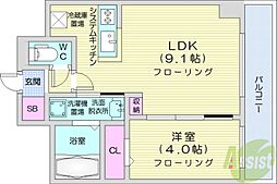 アルファスクエア中島公園 1LDKの間取図画像