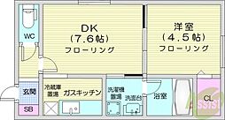 メビウス 1DKの間取図画像