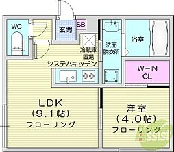 ブラン南円山 1LDKの間取図画像