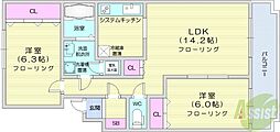 コスモライフ 2LDKの間取図画像
