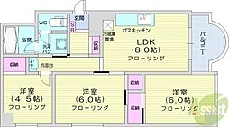マノワール楡 3DKの間取図画像