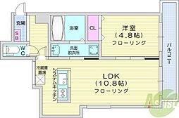 ラクラス円山公園 1LDKの間取図画像