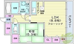レジデンスカープ札幌 1LDKの間取図画像