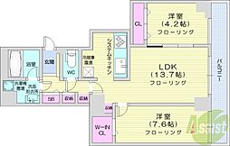 レジディア大通公園 2LDKの間取図画像