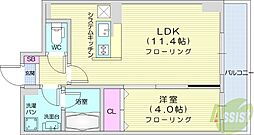 バロンドール 1LDKの間取図画像