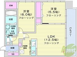 モルティーニ西線通 2LDKの間取図画像