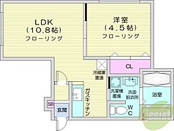 パールハイム桑園 1LDKの間取図画像