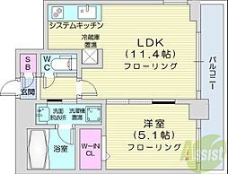 COLORE知事公館前 1LDKの間取図画像