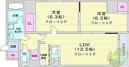 マハトゥール札幌 2LDKの間取図画像