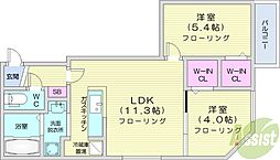 レジェーロ 2LDKの間取図画像