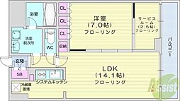 パークアクシス札幌植物園前 1SLDKの間取図画像