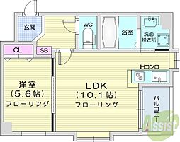 NOVAクリスタル 1LDKの間取図画像