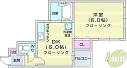 アベニール 1DKの間取図画像