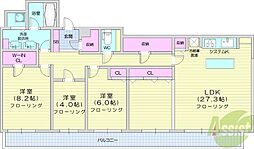 リビオ中島公園アルファタワー 3LDKの間取図画像