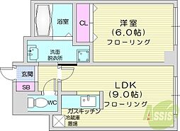 シャルム37 1LDKの間取図画像