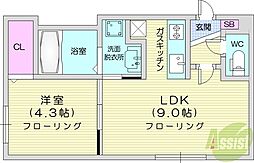 シティレジデンス北34条 1LDKの間取図画像