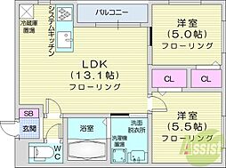 NOON南山鼻 2LDKの間取図画像