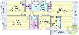 RESIDIA円山北五条 3LDKの間取図画像